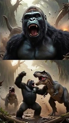 Kong vs 3 V-Rex 🦖 | Most Brutal Fight Ever | King Kong (2005)