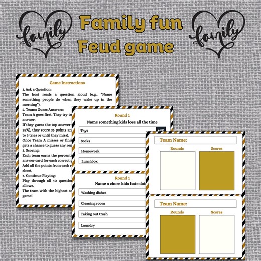 Family Feud Game | Printable Quiz, 38 Questions (digital Download) - Etsy