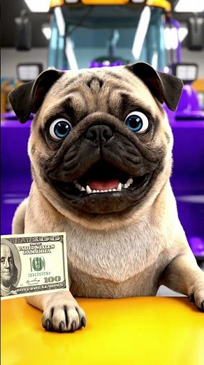 Cute Puppy Just Bought a Giant Bulldozer! #cutepuppy #babypuppies #pug #dogshorts