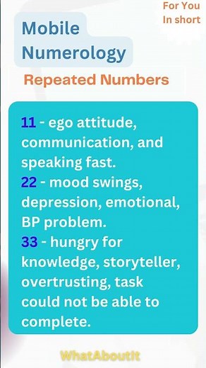 Mobile Numerology | Repeated Numbers in Mobile Numbers | Part 1