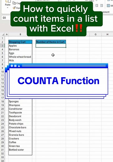 Count Items in a List Using Excel's COUNTA Function