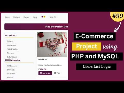 E-Commerce Website Project Using PHP & MySQL |Admin & User Panel | Users List Logic- 99