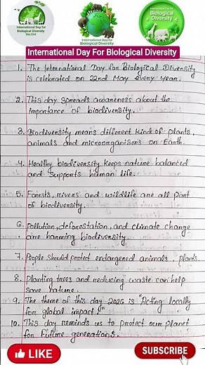 10 Lines On International Day For Biological Diversity In English|Biological Diversity essay |