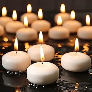40 Pack Floating Candles 2 inch, 5-6 Hour White Floating Candles for Centerpieces, Dripless and Smokeless Floating Tealight Candles for Wedding, Party, Pool, Vase
