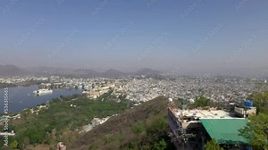 4K Aerial Shots of Udaipur the city of Lakes in Rajasthan India - City Palace 60fps Slow Motion