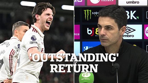 Arteta praises Rice for shaking off injury to bag a brace