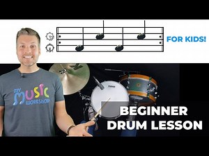 Easy First Drum Set Lesson for Kids | Beginner Drum Beat - Videos For Kids