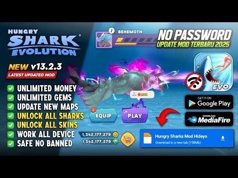 Hungry Shark Evolution Mod Apk v13.2.3 New 2025 - Unlimited Money Everything & Unlock All Shark!