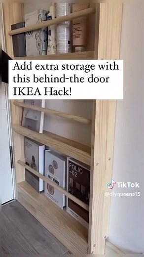 Fast & Easy way to create behind-the-door storage! 😍 @agent_chisto shared this creative idea for small spaces to get organized! ✨ Follow us for more ideas and inspiration for your home. @ikeahacksandinspo 🔗 link in story highlight “IKEA Interior” What do you think about this idea? 💭 . . . #homedesign #storage #diyprojects #diyhome #ikea #homestorage #behindthedoor