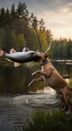 Dog Catches Fish in River – Amazing Smart Dog Fishing 🐶🐟