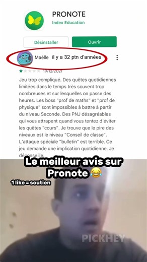 Maelle a donné le meilleur avis sur pronote 😂