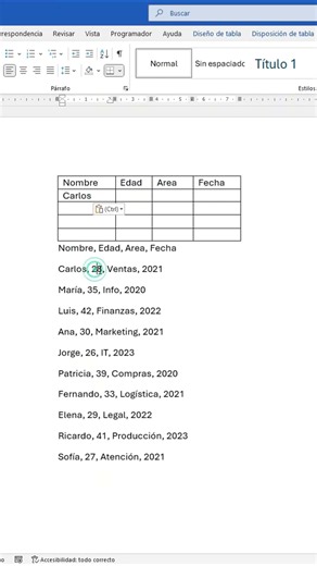 Aplica esto para pasar texto a una tabla en Word #office #tutorial #microsoftWord #yerrihz | Yerrihz