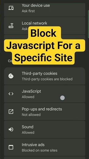 How to Block JavaScript For a Specific Site on Chrome Browser. 🚫 #shorts