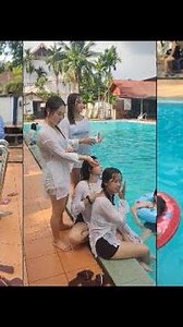 Hot girl Japanese swimming pool, in cold and clear water, wild swimming Ep32