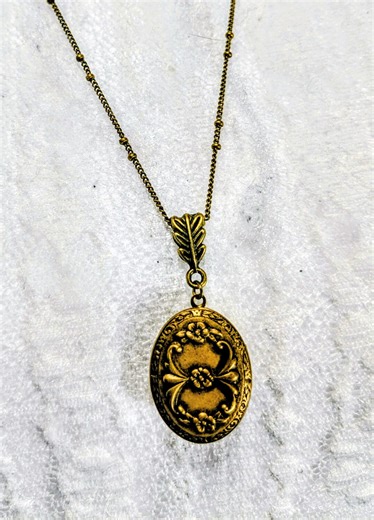 Vintage, Victorian Style Hidden Locket Necklace: Long Chain, Brass Ox/ Bronze, Petite and Dainty! - Etsy