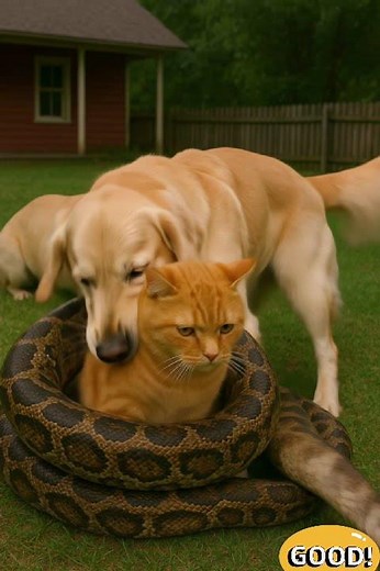Watch what happens when a python attacks in a quiet backyard… #catrescue #dogheroes #shorts