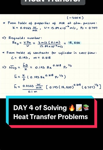Day 4 of surviving heat transfer 🔥📝 This is the part professors never give you, finding the heat transfer coefficient from scratch 📚 If you’ve ever asked how hard is engineering, this is one answer 🙌 #engineeringstudent #mechanicalengineering #homeworkhelp #learnontiktok #TikTokCreatorSearchInsightsIncentive