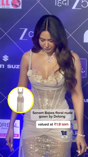 Sonam Bajwa a floral nude gown by Dolong Official, valued at ₹1.8 lakh🔥😍 #filmfashionfitness
