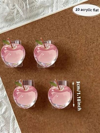 2/1pc Pink Transparent Apple Pattern Acrylic Flat Data Cable Protector. Damage-Resistant, Stylish And Durable. The Resin Material Cable Protector Can Protect Your Cable From Breaking And Falling Off. Suitable For Protecting Your Phone, Data Cable, Charger Head, Connector And Charger. Transparent. | SHEIN