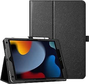 Fintie Folio Case for iPad 9th / 8th / 7th Generation (2021/2020/2019) 10.2 Inch - [Corner Protection] Premium Vegan Leather Stand Back Cover w/Pencil Holder, Auto Sleep/Wake, Black