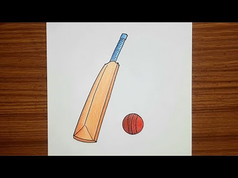 How to draw Bat and Ball step by step | Cricket bat and ball 🏏 drawing easy |
