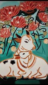Easy Sacred Cow Pichwai Painting Tutorial | Indian Heritage Art For Beginners #diy #paintin