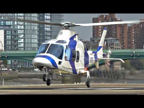 AgustaWestland (Leonardo) AW109 landing takeoff at London heliport