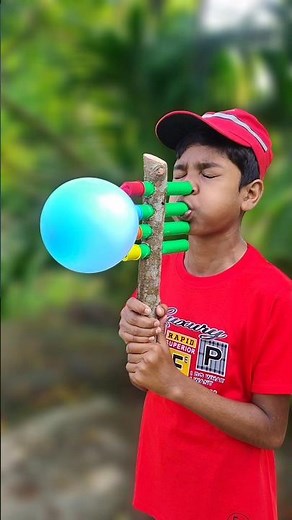 DIY Balloon Launcher 4 Tube with Tree #crafts #diy #toys