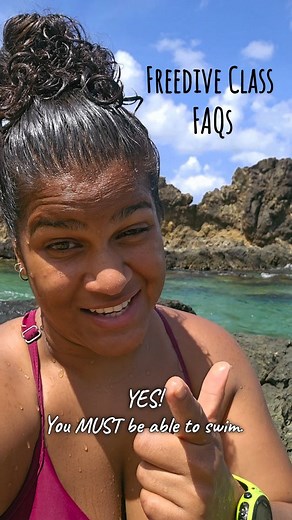 It took me 10 years to design a trini-friendly definition of "being able to swim". Yall be killin me with these stories of the uncle that throw allyuh in deep water. The other major reasons I've gotten - 1) near death experience, 2) Can't swim if I can't see/touch the bottom, 3)Idk what under there.... All valid. But not good enough as a lifetime excuse, living on an island. The name of the class is - The Freedive Experience. Because that's what it is... An Experience. We have the Certified Cour