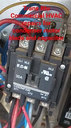 Trane Rtu Commercial HVAC repairs for condenser motor blade and capacitor
