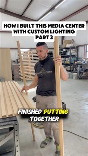 How to build a media center with custom lighting #fyp #diy #howto #woodworking #carpentry #fypシ