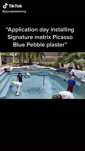Application and INSTALLED Signature Matrix Picasso Blue pebble plaster. #poolplaster #plaster #business #construction