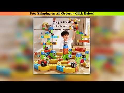 STEM Educational Magnetic Building Blocks Train Set with Easy-Connect Tracks DIY Learning Toy for