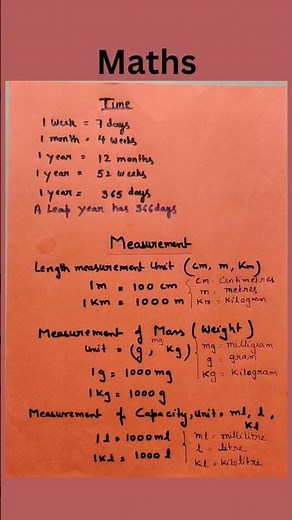 Maths for competitive exams: Time, Measurement , measurement of Length, Mass (weight), capacity.