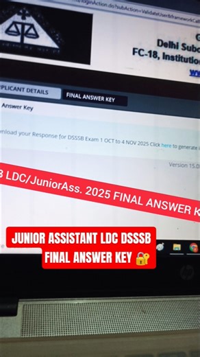 DSSSB FINAL ANSWER KEY jr.assitnt/LDC 🗝️ #dsssb #ldc2024 #dsssbldc #answerkey #dsssbnotice #ldc