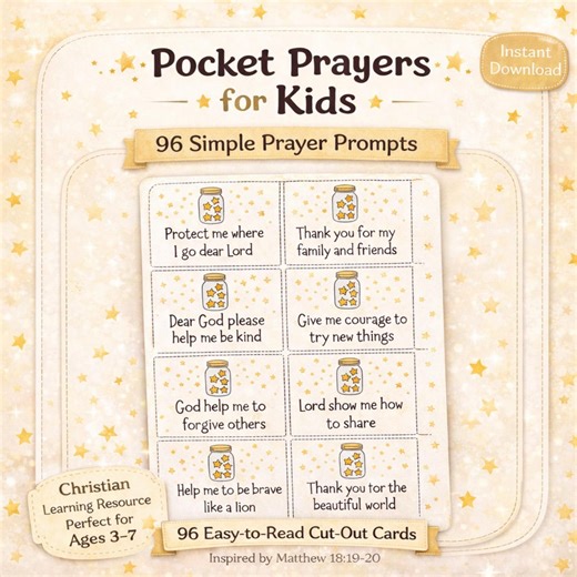 Prayer Prompts for Kids, Prayer Jar, Pocket Prayers (digital Download) - Etsy