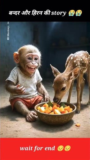 गरीब बन्दर और नन्हे हिरन की कहानी 😭😭 || omg 😳🤯 wait for end|| #shorts #shortvideo #ytshorts #ai