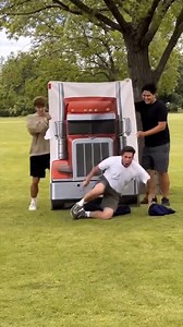 Semi-truck wake-up call 😱 Two guys prank their sleeping buddy with a giant cutout of a semi-truck and a loud horn. #prankvideo #prankster #funnymoments #semitrucks #funnyreels This video is for entertainment purposes and was made with the assistance of A.I. | Mike's Mayhem