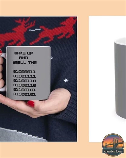 Binary Code Coffee Mug 11oz - Wake Up and Smell the Coffee in Binary Code