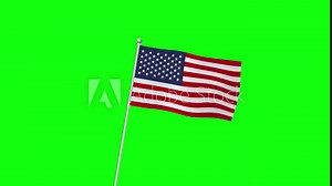 3D green screen United States Flag
