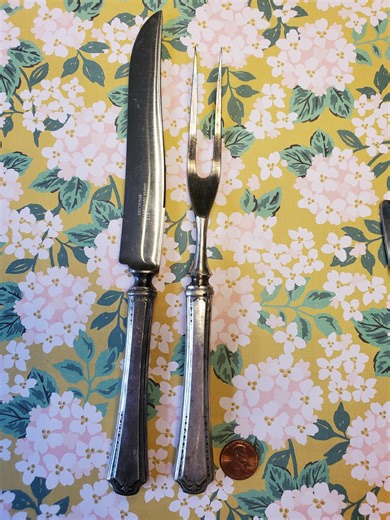 Vintage 1923 Oneida Community Steak Carving Set – Silverplate Handles, Stainless Steel Blades - Etsy