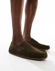 ASOS DESIGN driver loafers in khaki suede | ASOS