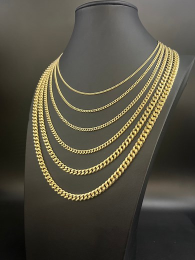 14k Real Gold Miami Cuban Link Chain Necklace 2mm - 6.8mm Inches Real 14K Yellow Gold,man Gold Chain,ladies Gold Chain, 14k Gold Chain - Etsy