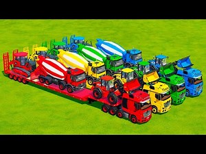 TRANSPORTING WHEEL LOADER, MIXER TRUCK & BULLDOZER WITH BIG TRUCKS! Farming Simulator 22