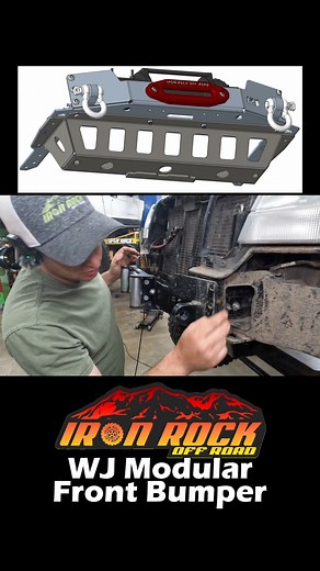 WJ Modular Winch Bumper - Turn your hidden winch mount into a full bumper! Ready to take your WJ on the next level of adventure? Looking for a complete metal winch bumper? If so, you need IRO's WJ Bumper Package. With this package, you are getting the ability to mount a winch for self-recovery as well as gaining a HUGE increase in ground clearance and protection. As always, each piece is laser cut, CNC formed, or CNC machined in-house at IRO! Made in America! https://www.ironrockoffroad.com/prod