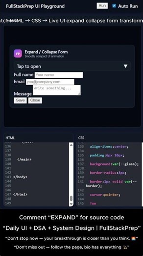 Smooth Accordion Form UI — Pure HTML + CSS Animation 🔥 55 Seconds