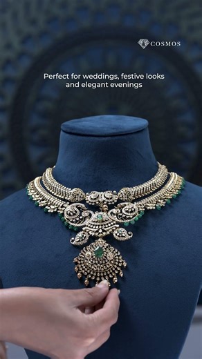 Elegant Lab Grown Diamond Necklace Set | Traditional Indian Jewelry Designs | Cosmos Diamonds