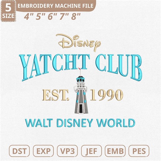Yacht Club Machine Embroidery File, Disney Cruise Line (instant Download) - Etsy