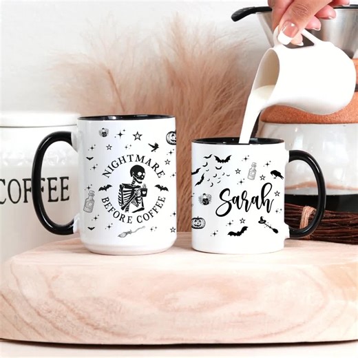 Nightmare Before Coffee Mug, Funny Skeleton Mug, Custom Skeleton Cup, Halloween Coffee Cup, Nightmare Skeleton Mug, Spooky Ceramic Cup