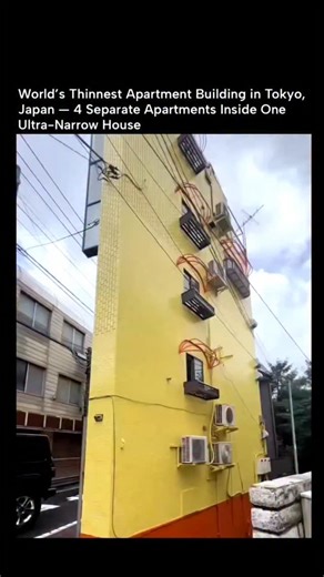 knowledge motivation and facts on Instagram: "A Tokyo home so thin it looks impossible… yet four families live inside 🏙️😮 In one of Tokyo’s dense residential neighborhoods, architects pushed space efficiency to the extreme by designing what’s often called the world’s thinnest apartment building. Despite its razor-thin footprint, the structure houses four fully independent apartments, stacked vertically within a single narrow house. Each unit is carefully planned with compact kitchens, bathroom